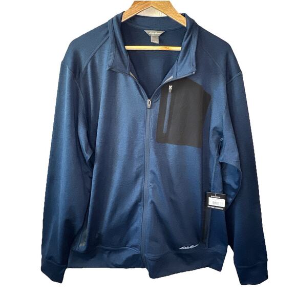 Eddie Bauer Blue Men's Reso Tech Full-Zip Mock Neck Jacket Moisture Wicking NEW - Picture 1 of 9